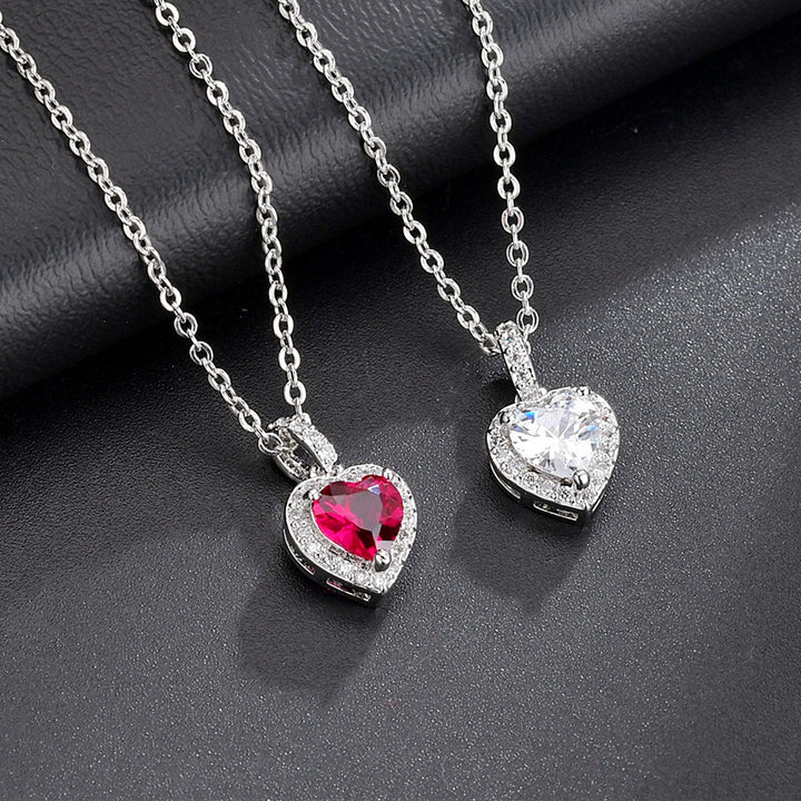 Heart Crystal Pendant Silver Necklace