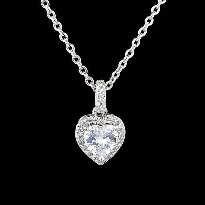 Heart Crystal Pendant Silver Necklace