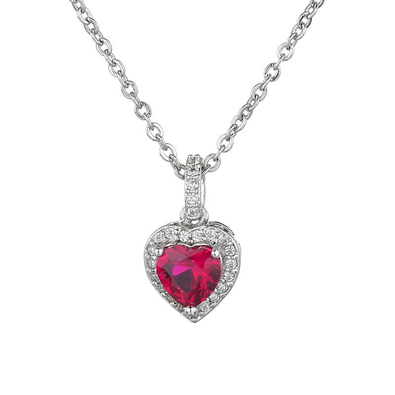 Heart Crystal Pendant Silver Necklace