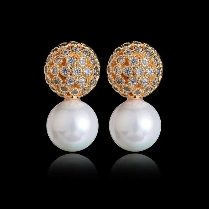 925 Sterling Silver Globe & Pearl Earrings