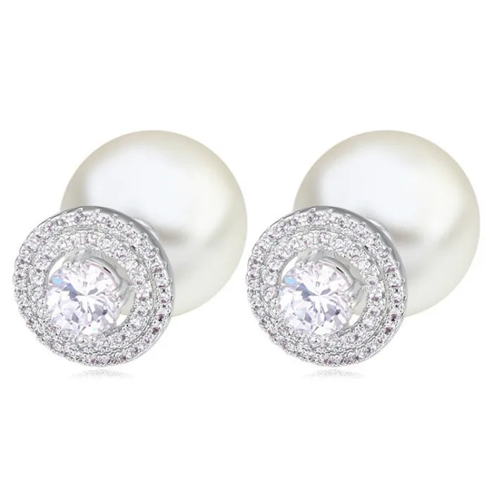AAA Zirconia Crystals & Pearl Earrings