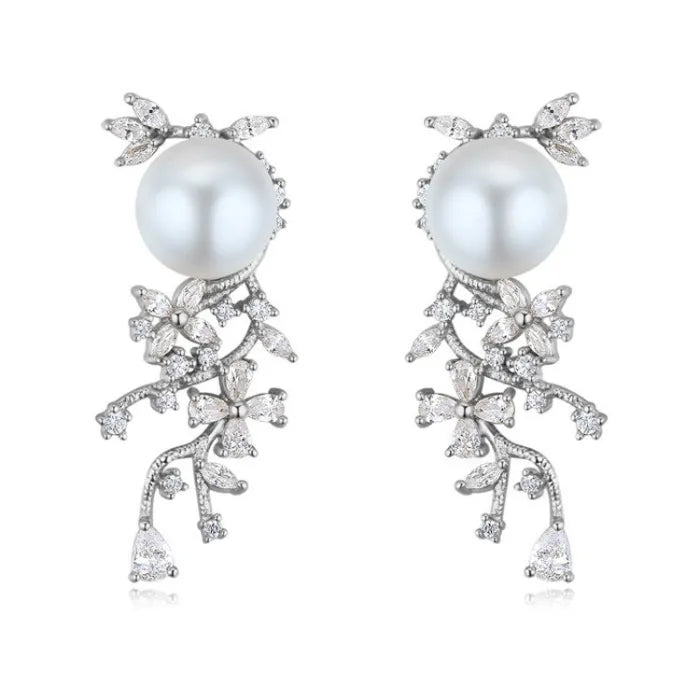 Crystals & Pearls 925 Sterling Silver Earrings