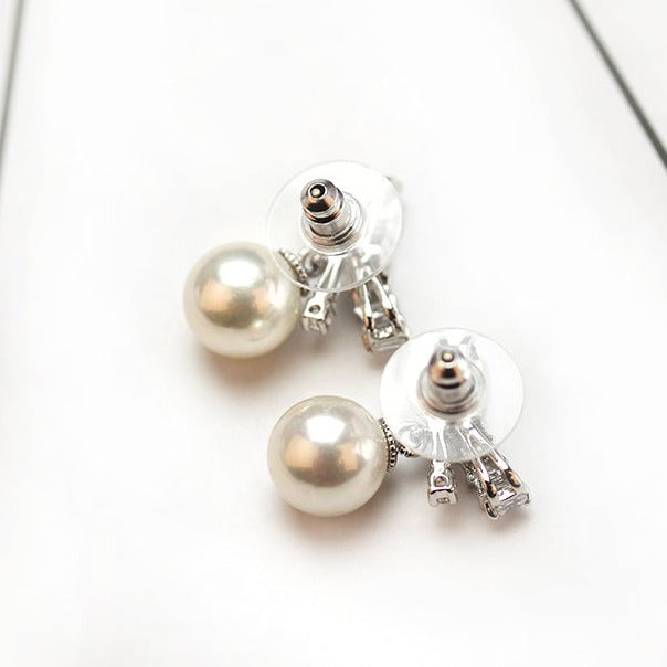 Crystal Bow & Pearl Pendant Earrings
