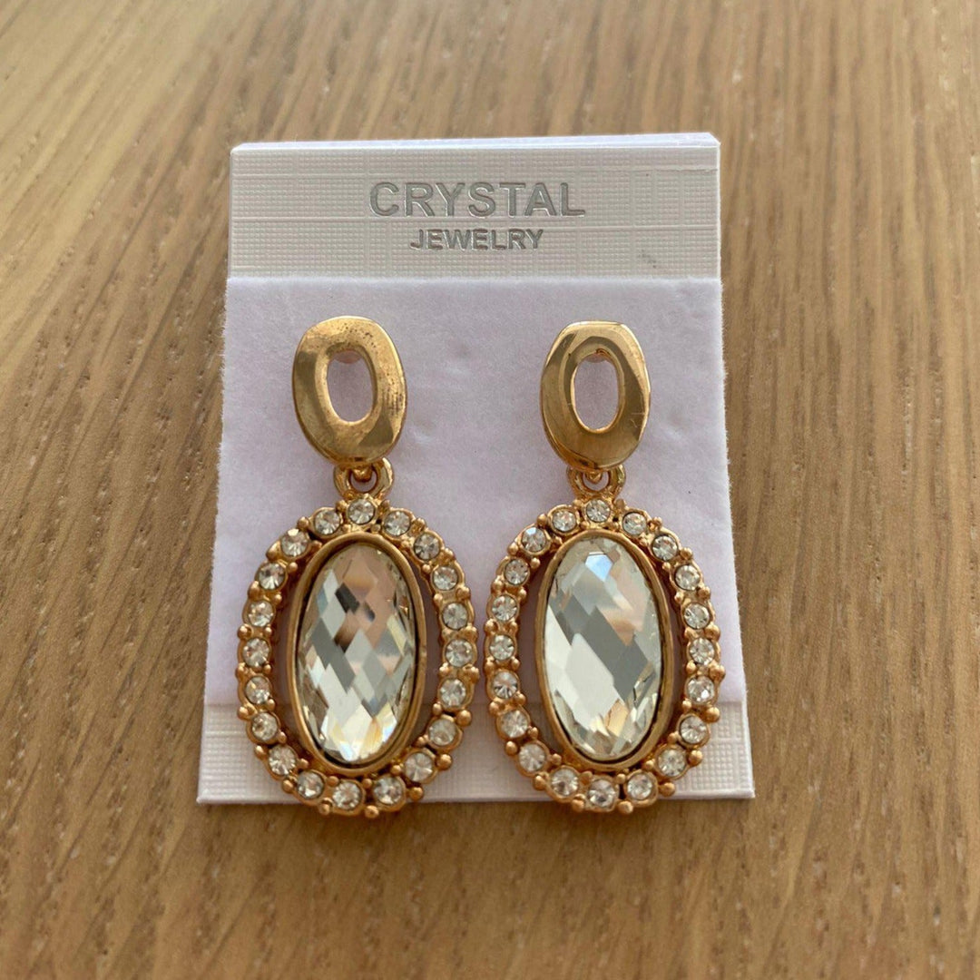Oval white Crystal Earrings