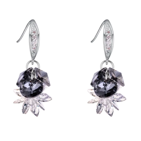 AAA zirconia crystal black drop earrings