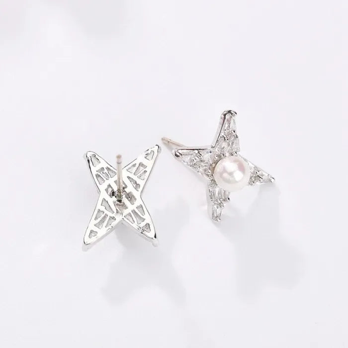 925 Sterling Silver Geometric Star Earrings