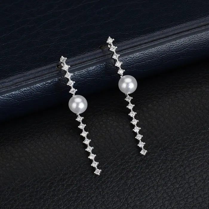 925 Sterling Silver Linear Drop Earrings