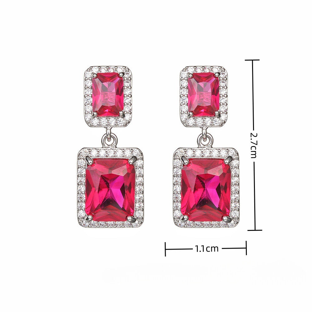 925 Sterling Silver Double Square Earrings