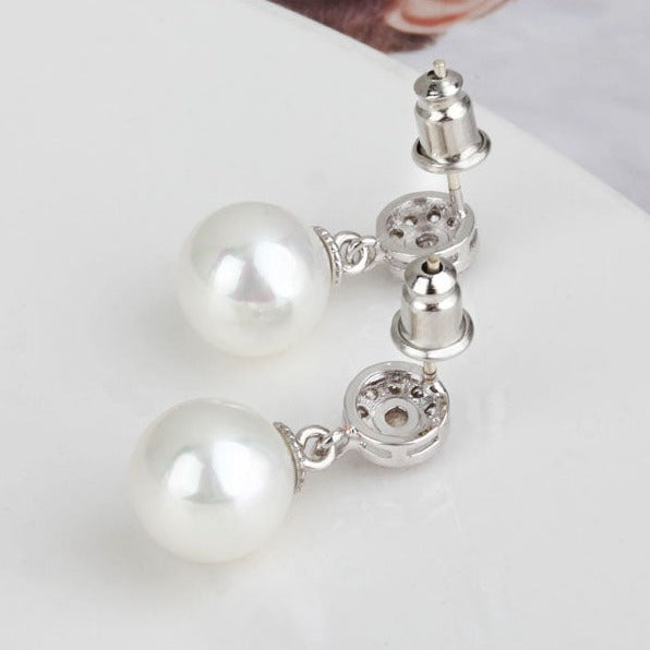 Dangling Pearl and Stone Earrings