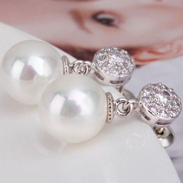Dangling Pearl and Stone Earrings