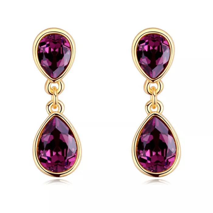 Double crystal drop earrings