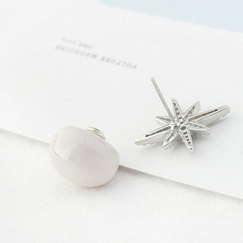 925 Sterling Silver Snowflake Pearl Earrings