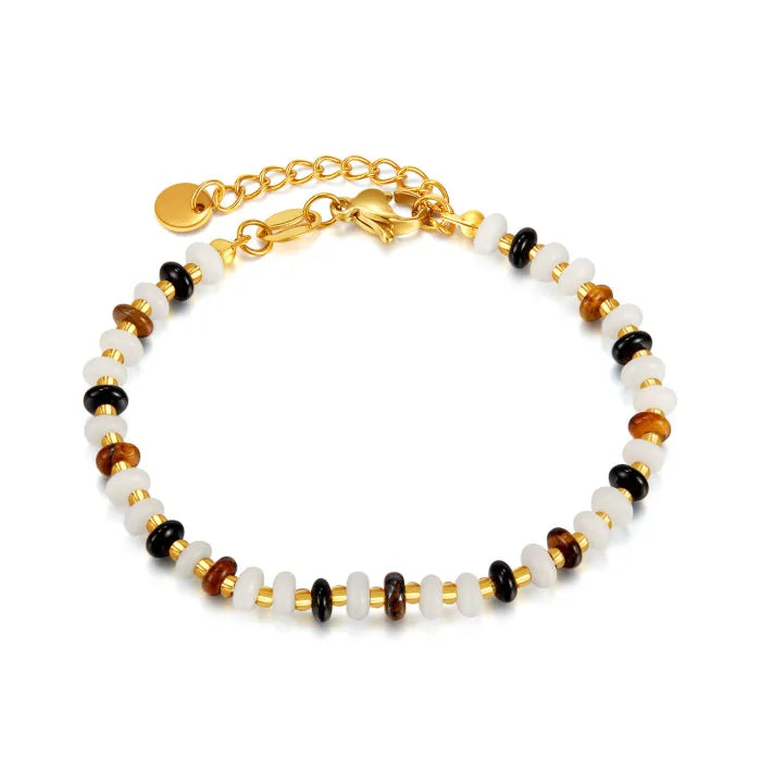 Boho tiger eye agate jade beads bracelet