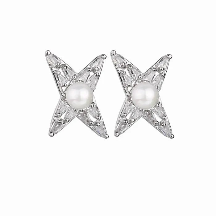 925 Sterling Silver Geometric Star Earrings