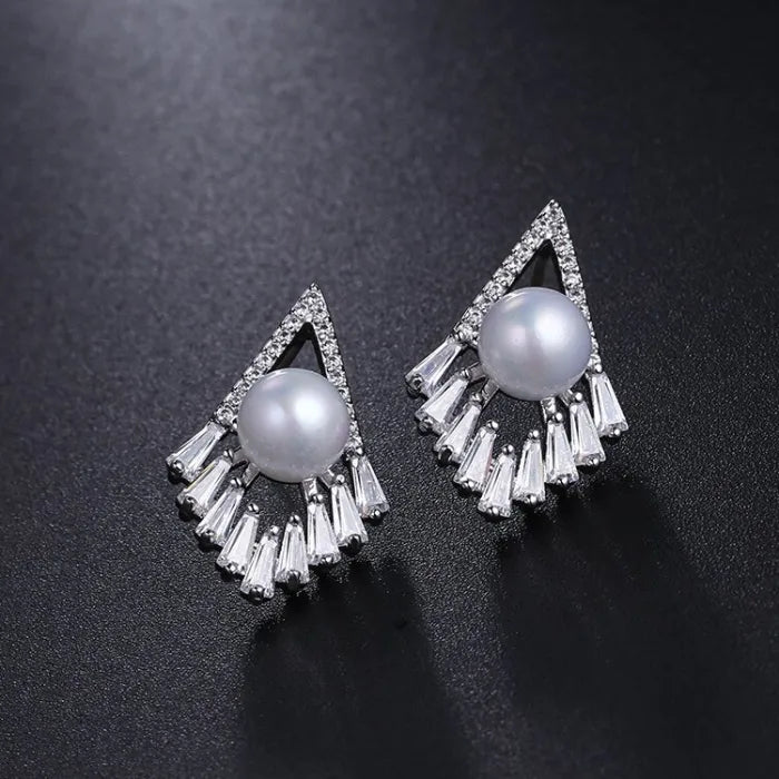 Crystal & Pearl Rhomb Earrings