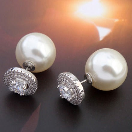 AAA Zirconia Crystals & Pearl Earrings
