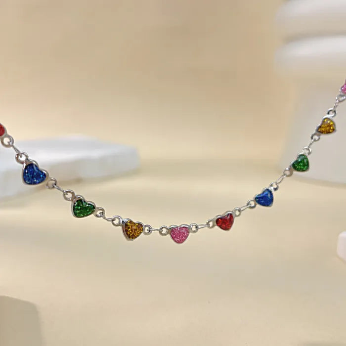 Stainless Steel Colorful Heart Necklace