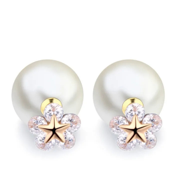 Blooming Crystal Flower Pearl Earrings