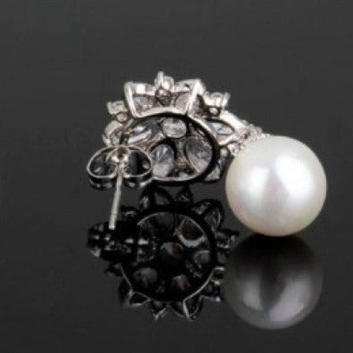 Crystal Flower Earrings & pearl pendant