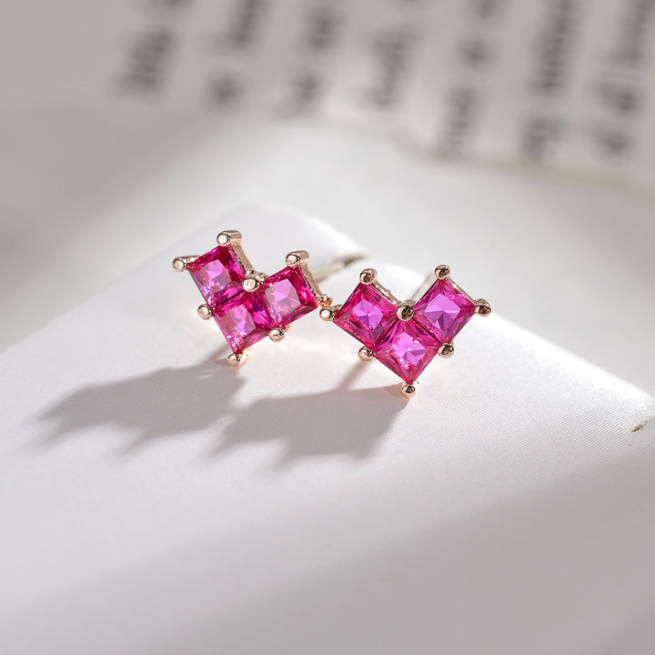 Square heart small earrings