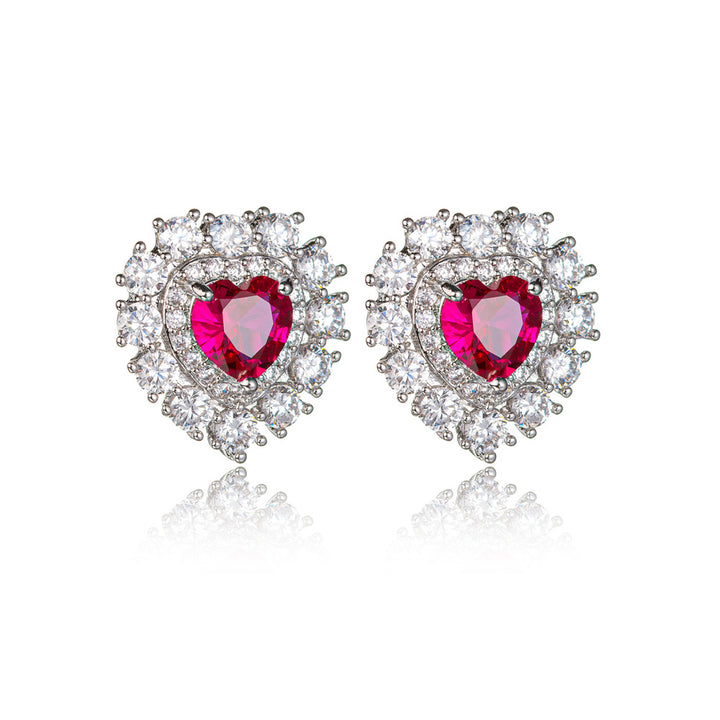 Micro-inlaid crystal Heart Earrings