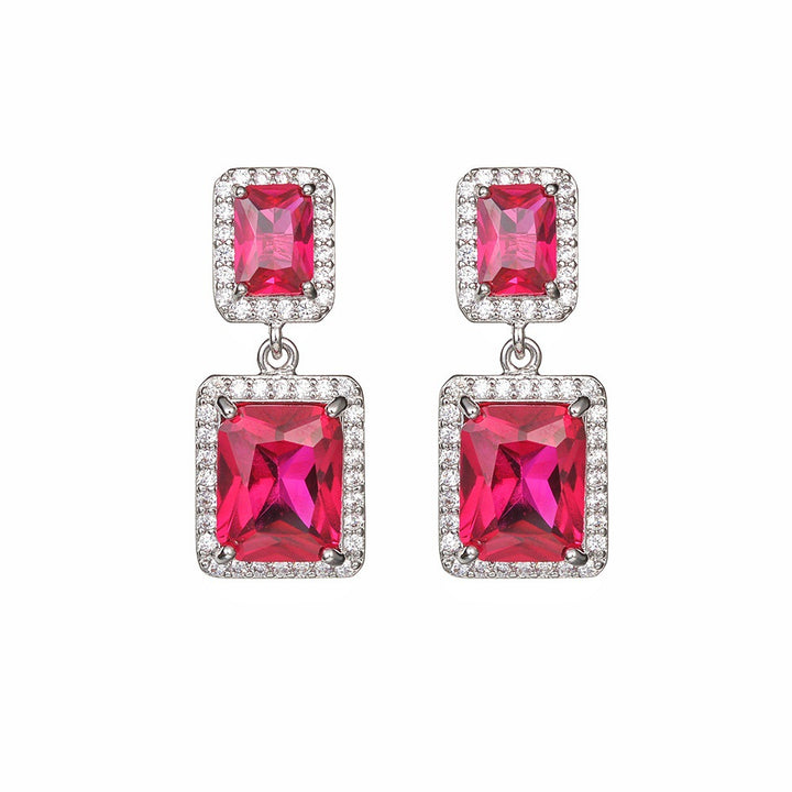 925 Sterling Silver Double Square Earrings