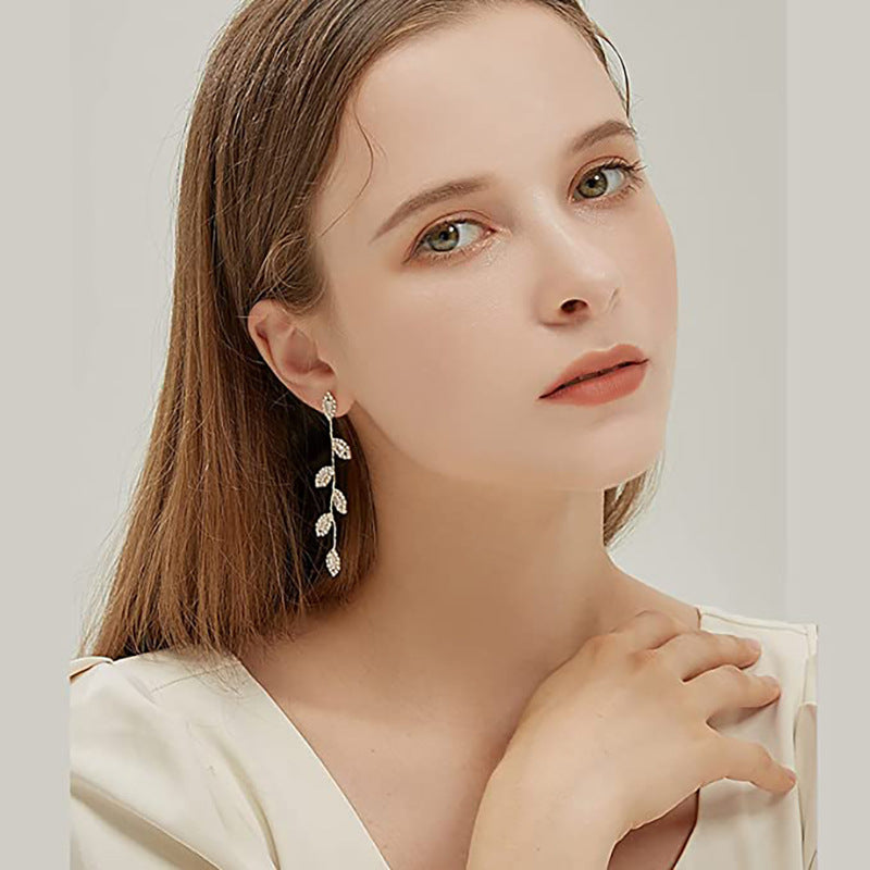 Leaf-Shaped Earrings Zircon Earring