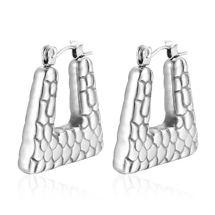 Textured Triangles Stainless Steel Earrings