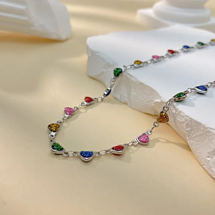 Stainless Steel Colorful Heart Necklace