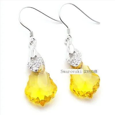 Yellow Long Crystal Earrings