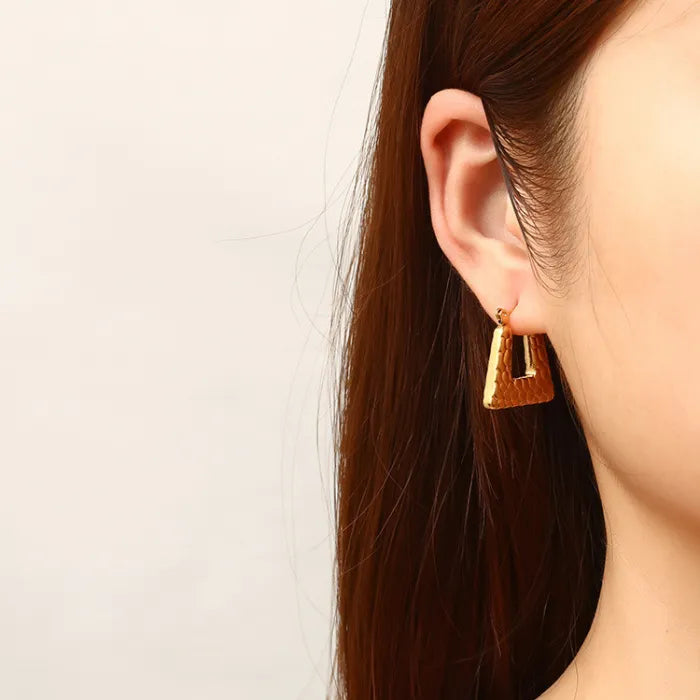Textured Triangles Stainless Steel Earrings