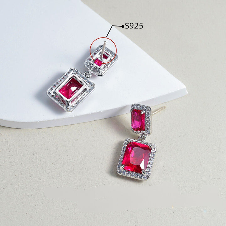 925 Sterling Silver Double Square Earrings