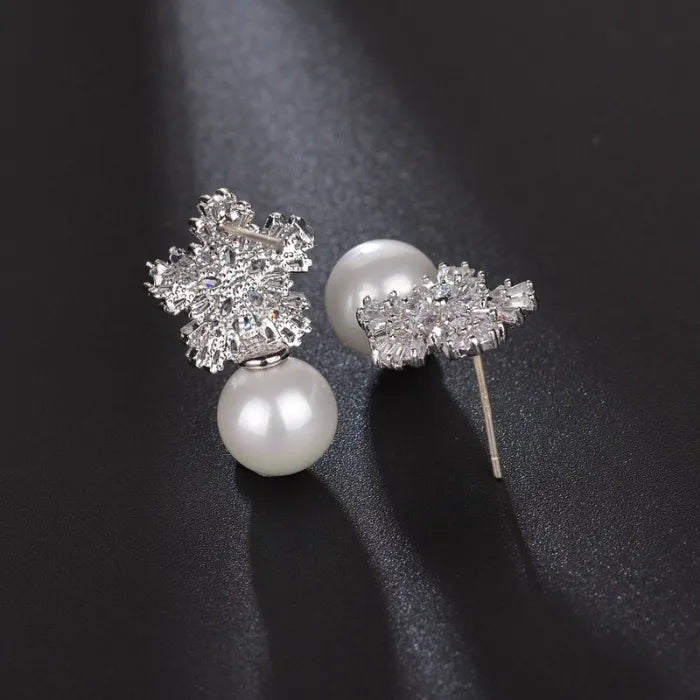 925 Sterling Silver Snowflake Earrings