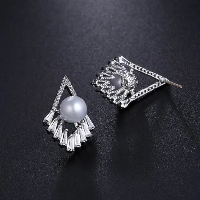 Crystal & Pearl Rhomb Earrings