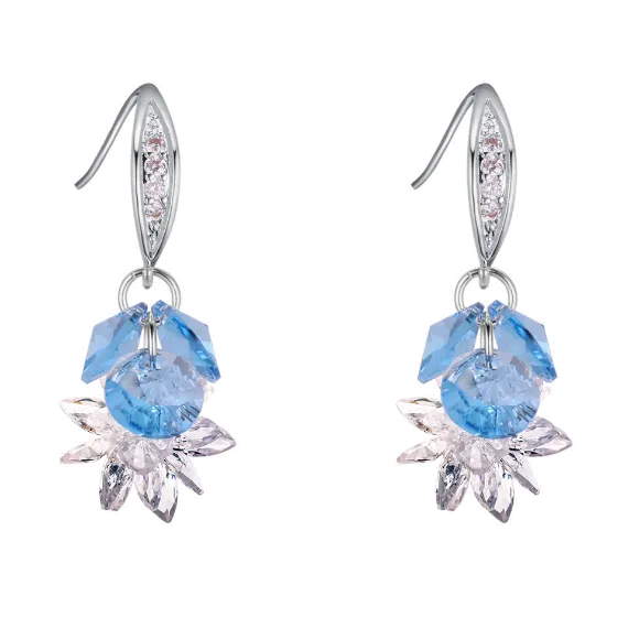 AAA zirconia crystal light blue drop earrings