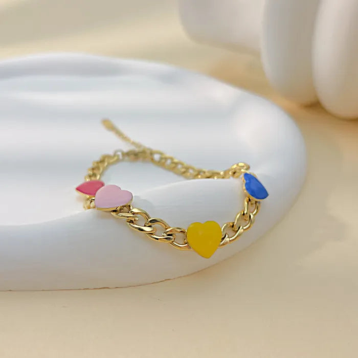 Stainless Steel Colorful Heart Bracelet