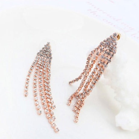 Crystal Tassels Long Earrings