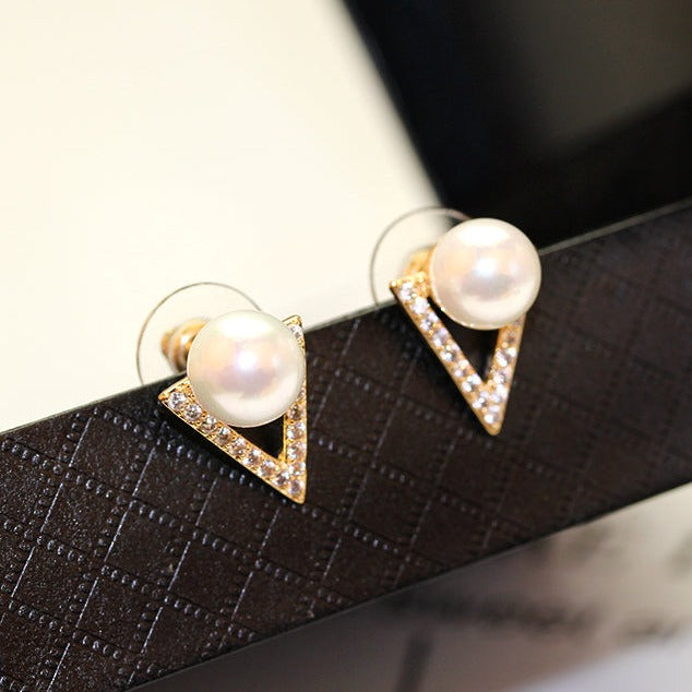 Micro-inlaid Cubic Zirconia Pearl Stud Earrings