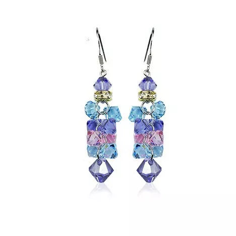 Long crystal blue scents earrings