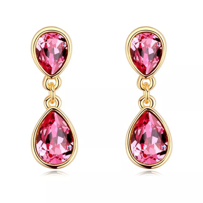 Double crystal drop earrings