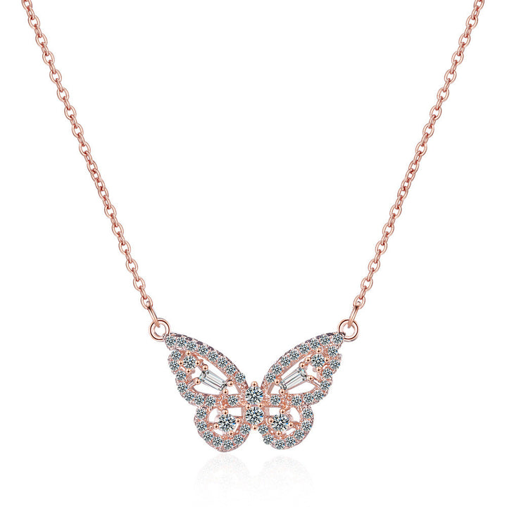 Sterling silver crystals butterfly necklace