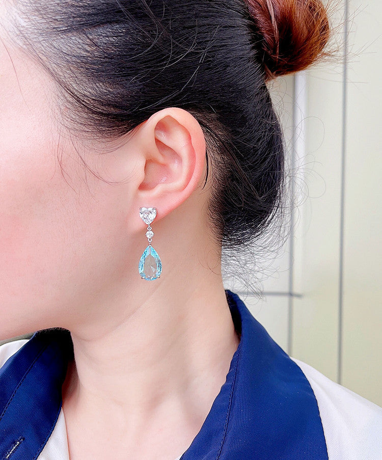 Drop sterling silver earrings with cubic AAA zirconia