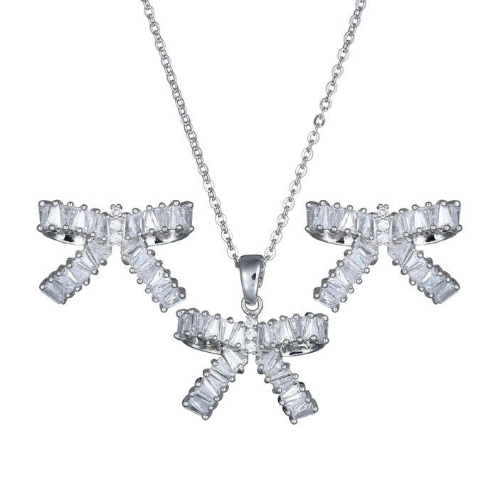 Crystal Bow Necklace & Earrings Set