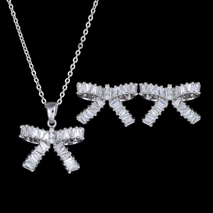Crystal Bow Necklace & Earrings Set