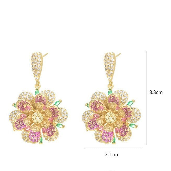 Flower of dessert impressive crystal earrings