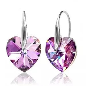 Crystal Purple Heart Earrings