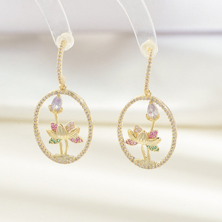Lotus Flower Hollow Earrings