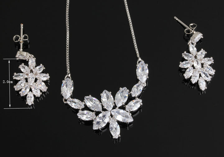 Sterling Silver Flower Necklace & Earrings Set