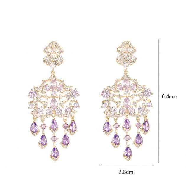 Long crystal earrings for evening wear