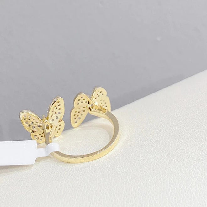 Butterfly love gold plated adjustable ring